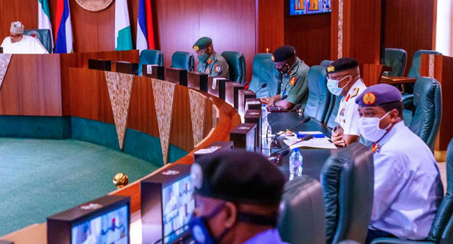 Again Buhari Meets With Ngf Security Council Service Chiefs