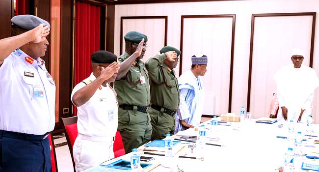 Remain Vigilant And Protect Nigerian Lives, Buhari Orders Service Chiefs