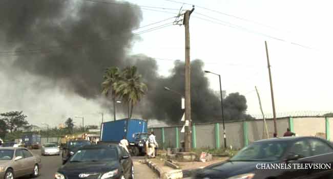 PHOTOS: Fire Guts Customs Warehouse In Lagos