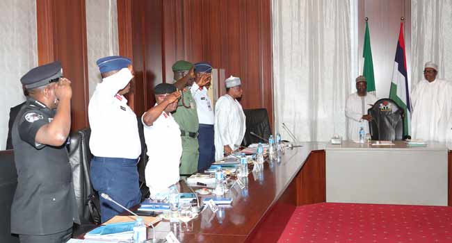 Image result for #HappeningNow: Buhari presides over National Security Council