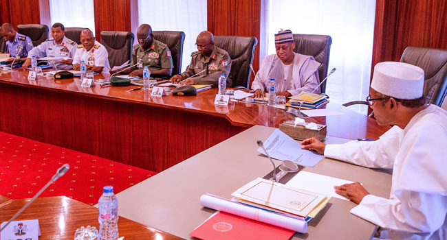 President Buhari Meets With Security Chiefs – Channels Television