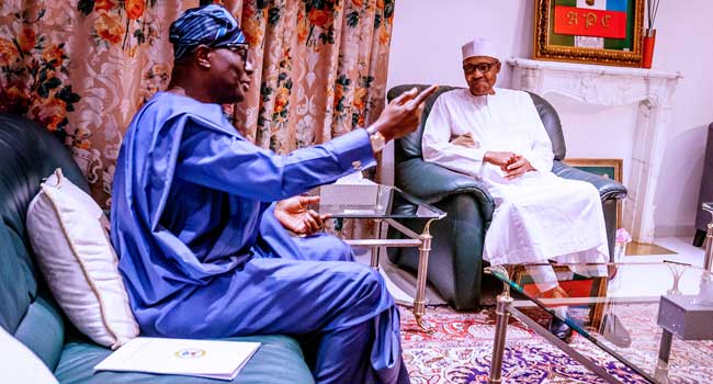 PHOTOS: Sanwo-Olu Visits President Buhari Over Coronavirus – Channels ...