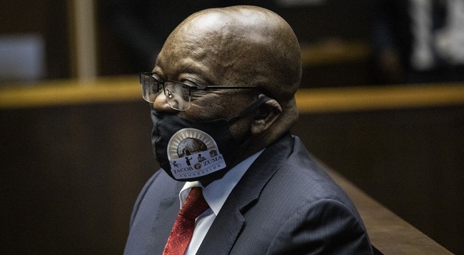 Former South African President Jacob Zuma appears at the Pietermaritzburg High Court in Pietermaritzburg, South Africa, on June 23, 2020. - Former President Zuma stands accused of taking kickbacks before he became president from a 51 billion rand (3.4 billion US dollar) purchase of fighter jets, patrol boats and military equipment manufactured by five European firms, including French defence company Thales. (Photo by KIM LUDBROOK / POOL / AFP) / The erroneous mention[s] appearing in the metadata of this photo by KIM LUDBROOK has been modified in AFP systems in the following manner: [on June 23, 2020] instead of [on June 22, 2020].