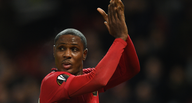 In this file photo taken on February 27, 2020 Manchester United's Nigerian striker Odion Ighalo reacts at the final whistle during the UEFA Europa League round of 32 second leg football match between Manchester United and Club Brugge at Old Trafford in Manchester, north west England, on February 27, 2020.  Oli SCARFF / AFP