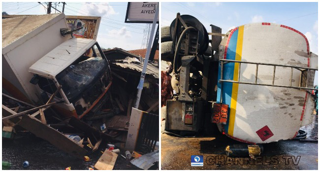 A tanker loaded with diesel lost control and crashed in Ondo state on August 29, 2020.