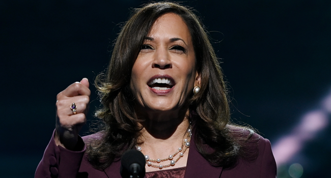 Senator from California and Democratic vice presidential nominee Kamala Harris speaks during the third day of the Democratic National Convention, being held virtually amid the novel coronavirus pandemic, at the Chase Center in Wilmington, Delaware on August 19, 2020. Olivier DOULIERY / AFP