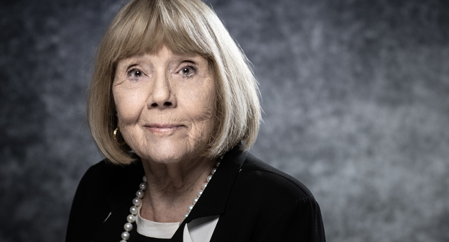 In this file photo taken on April 5, 2019 English actress Diana Rigg poses for a photo session during the 2nd edition of the Cannes International Series Festival (Canneseries) in Cannes, southern France. Diana Rigg, star of 'The Avengers' and 'Game of Thrones' has died at the age of 82, her agent has said. JOEL SAGET / AFP