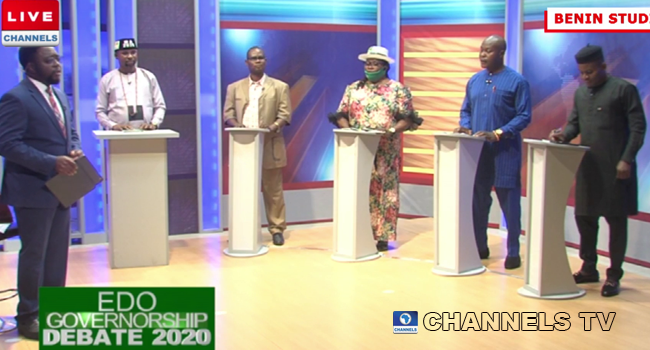 Five candidates in the Edo state governorship race attended a debate on September 11, 2020.