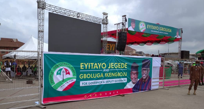 A photo showing the MKO Abiola park in Akure, venue of the PDP campaign flag-off for the Ondo governorship polls.