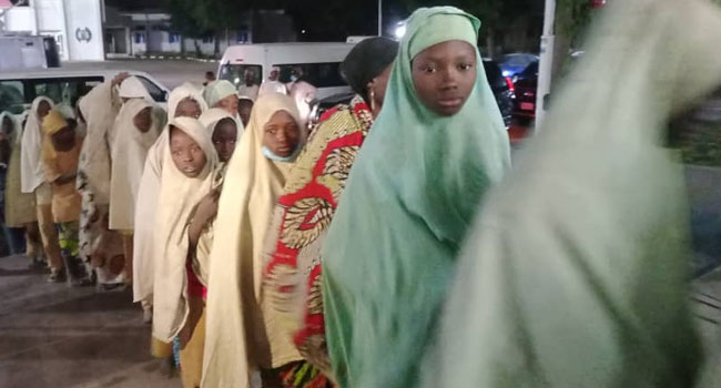 PHOTOS: Freed Zamfara Schoolgirls arrive govt house, Sheduled for medical examiation