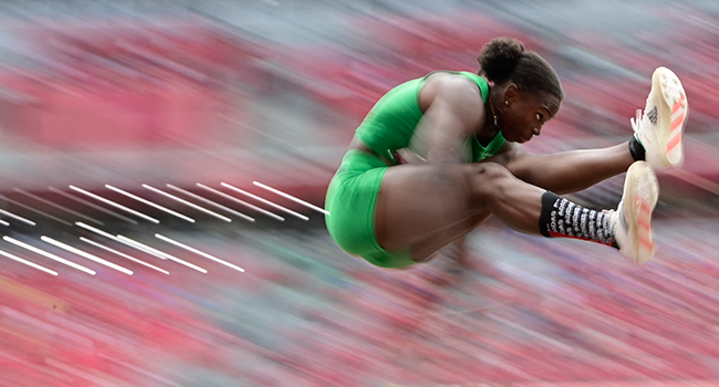 Nigeria's Ese Brume competes in the women's long jump final during the Tokyo 2020 Olympic Games at the Olympic Stadium in Tokyo on August 3, 2021. Javier SORIANO / AFP