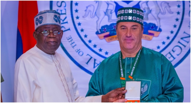 President Tinubu and the Super Eagles coach, Jose Peseiro at the State House in Abuja