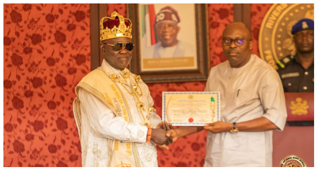 Gov Fubara Presents Certificate, Staff Of Office To Ateke As First ...