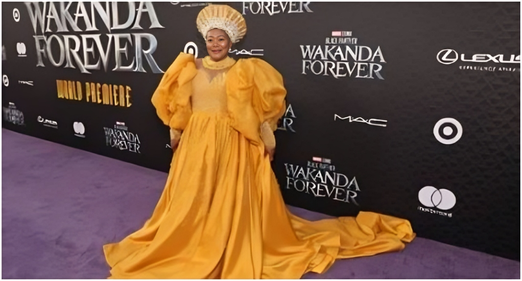 Connie Chiume attends the Black Panther: Wakanda Forever World Premiere at the El Capitan Theatre in Hollywood, California on October 26, 2022. Jesse Grant/Getty Images for Disney/AFP (Photo by Jesse Grant / GETTY IMAGES NORTH AMERICA / Getty Images via AFP)